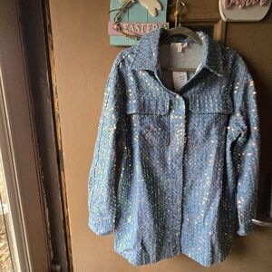 Hot & Delicious Blue Iridescent Sequin Jacket